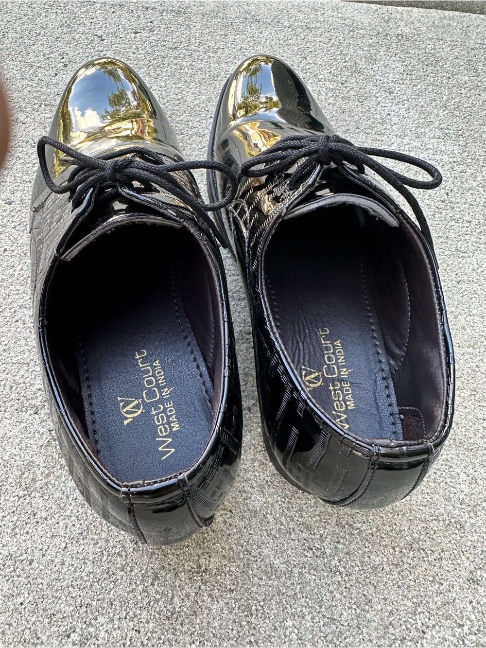 Men's Boys Black Leather Lace-Up Dress Shoes